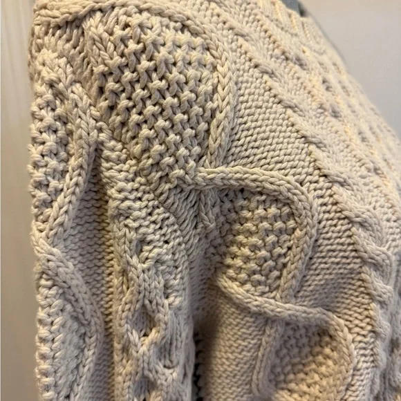 Tory Burch Isabel Black and Ivory Cable Knit Sweater, Size L - Picture 8 of 11